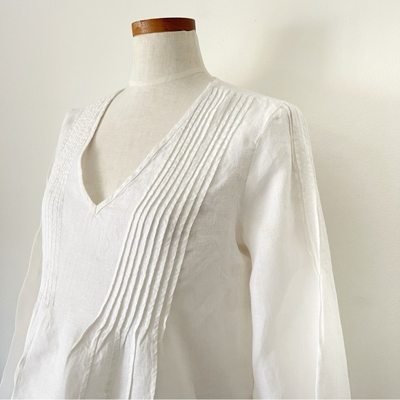 Sundance White Tunic 100% Linen size Medium preowned - Picture 2 of 5